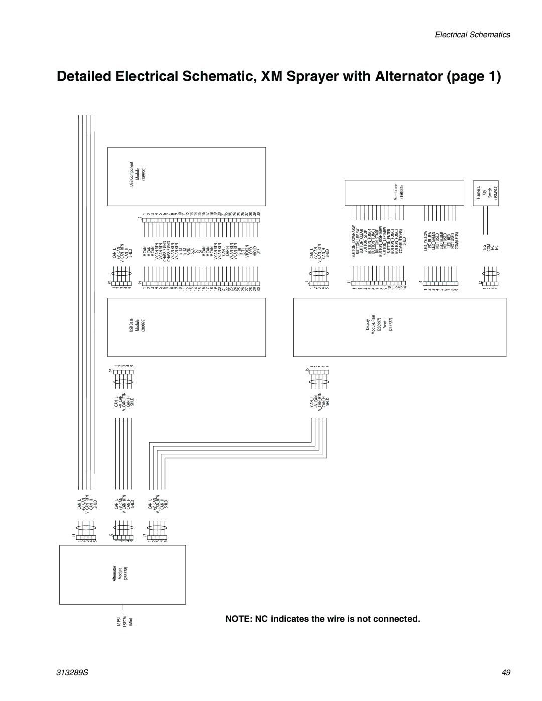 Graco 313289s important safety instructions Detailed Electrical Schematic, XM Sprayer with Alternator, 313289S 