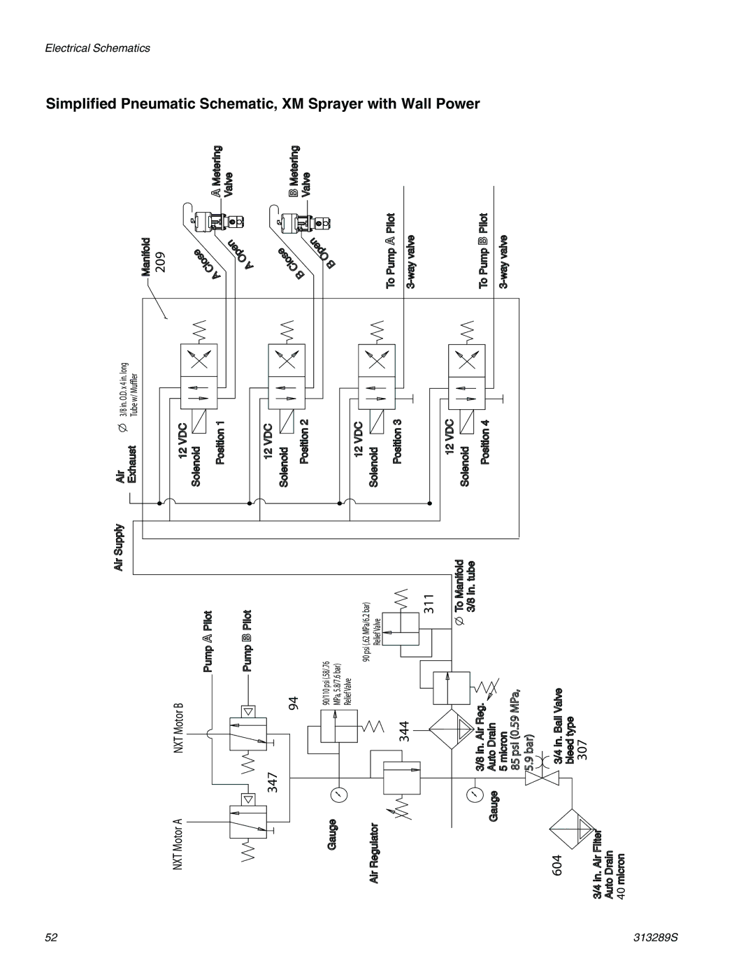 Graco 313289s important safety instructions Simplified Pneumatic Schematic, XM Sprayer with Wall Power 