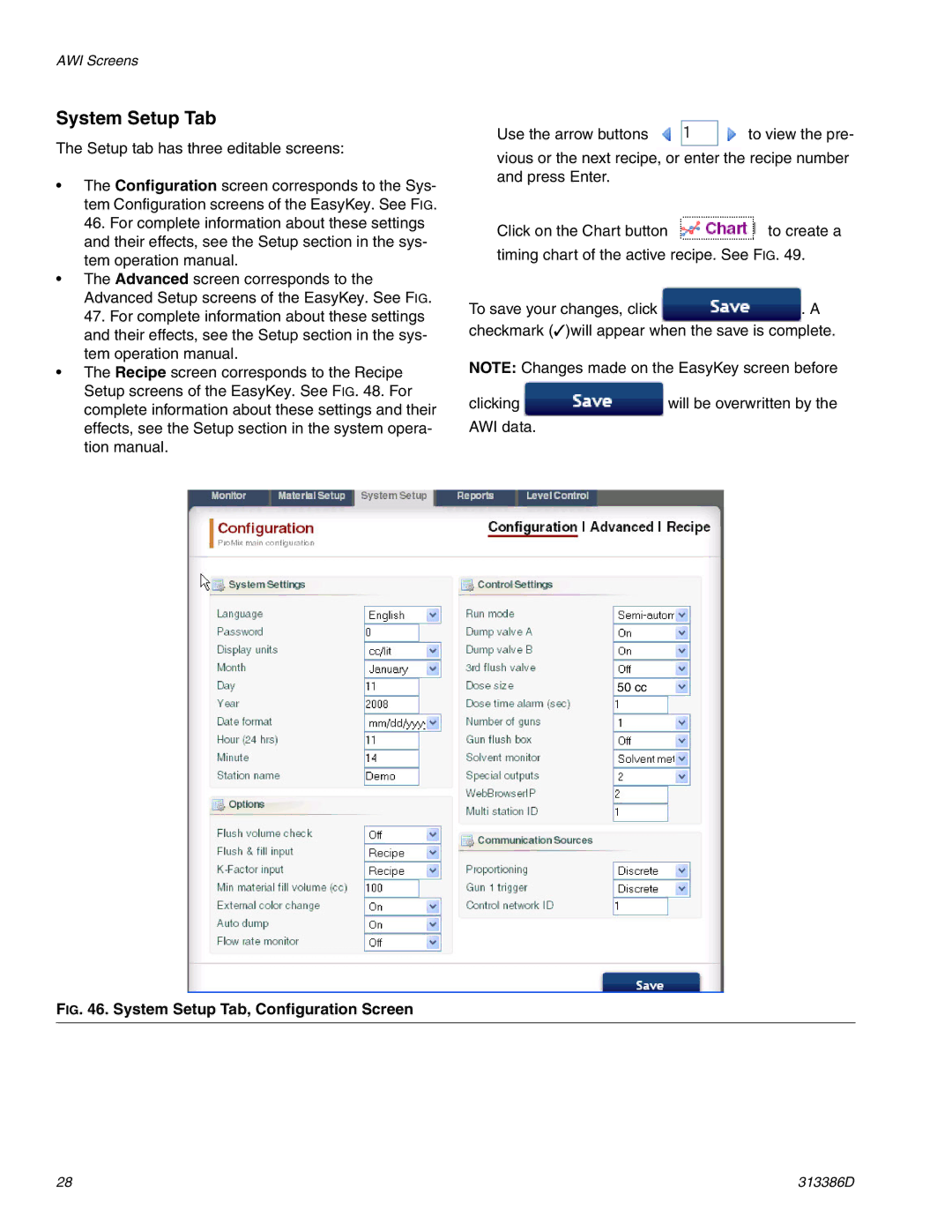 Graco 313386D important safety instructions System Setup Tab, Configuration Screen 