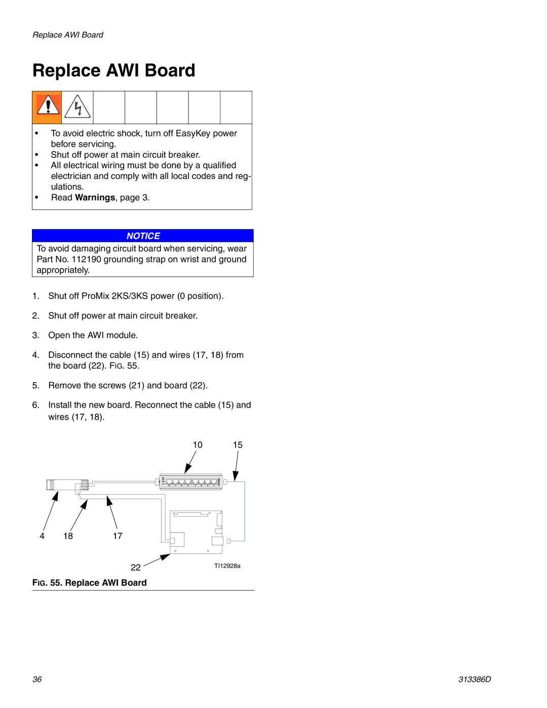 Graco 313386D important safety instructions Replace AWI Board 