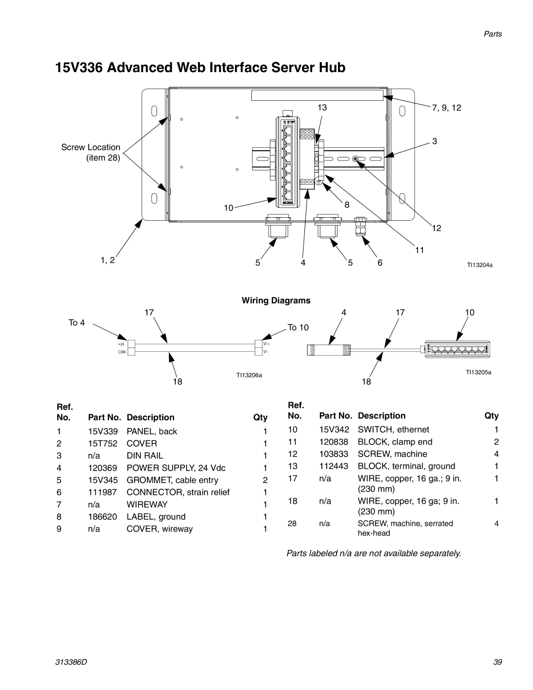 Graco 313386D important safety instructions 15V336 Advanced Web Interface Server Hub, Part No. Description Qty 