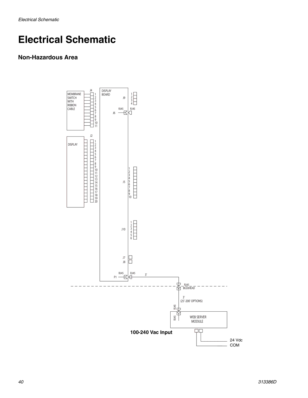 Graco 313386D important safety instructions Electrical Schematic, Non-Hazardous Area, Vac Input 