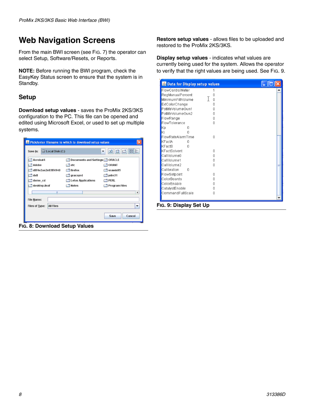 Graco 313386D important safety instructions Web Navigation Screens, Setup 