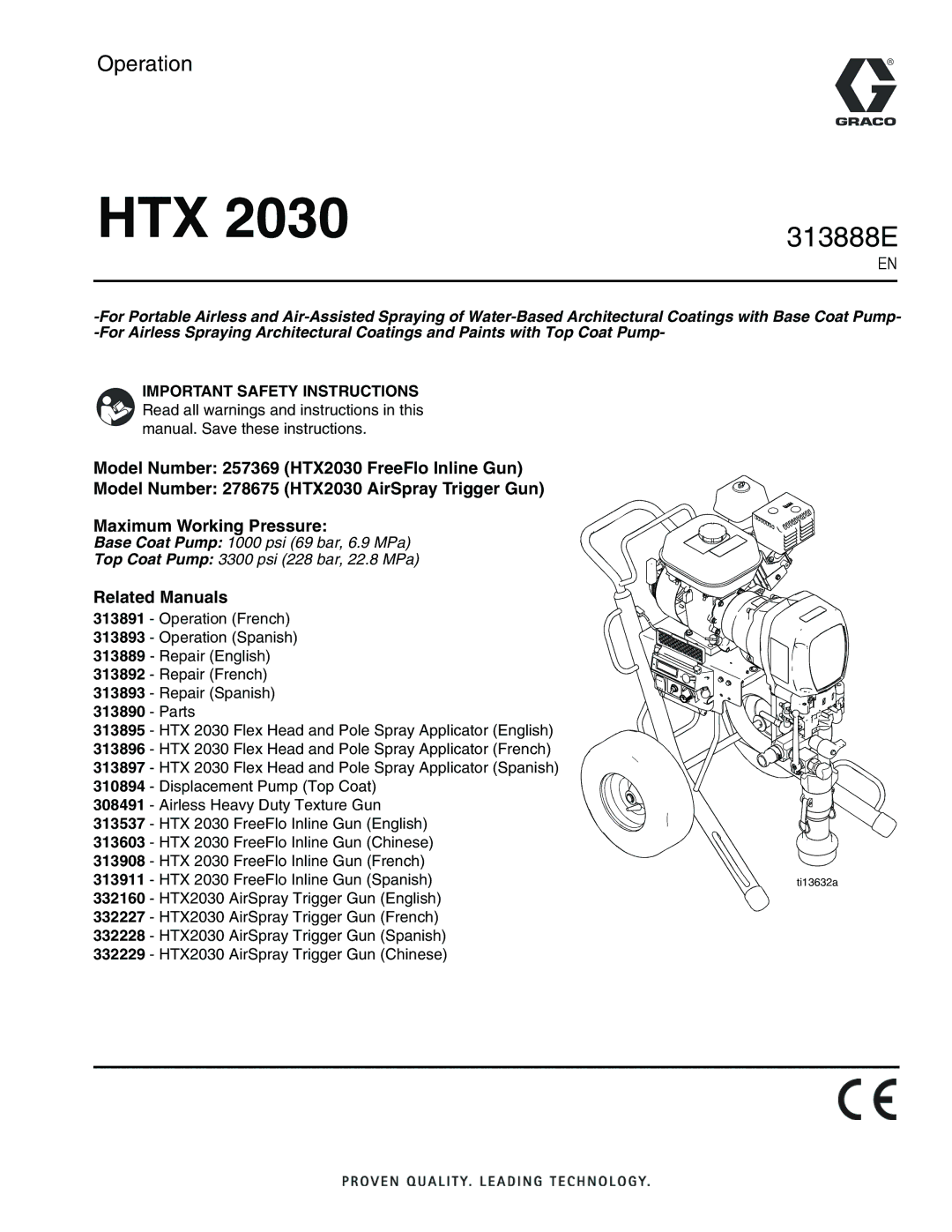 Graco 313888E important safety instructions Htx 