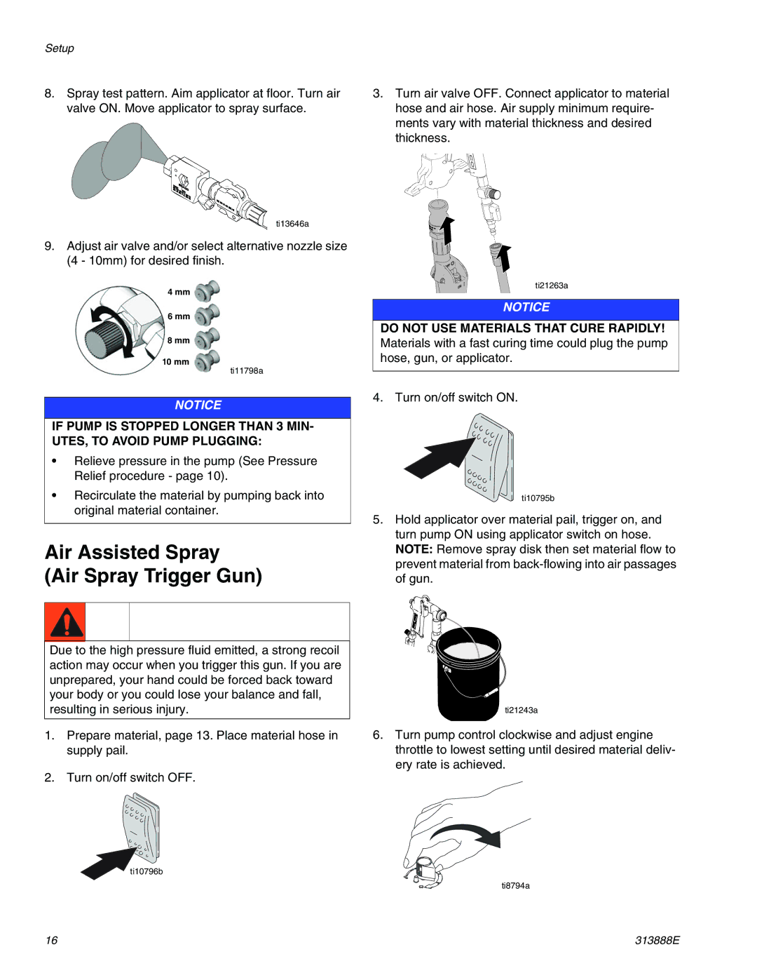 Graco 313888E Air Assisted Spray Air Spray Trigger Gun, Do not USE Materials That Cure Rapidly 