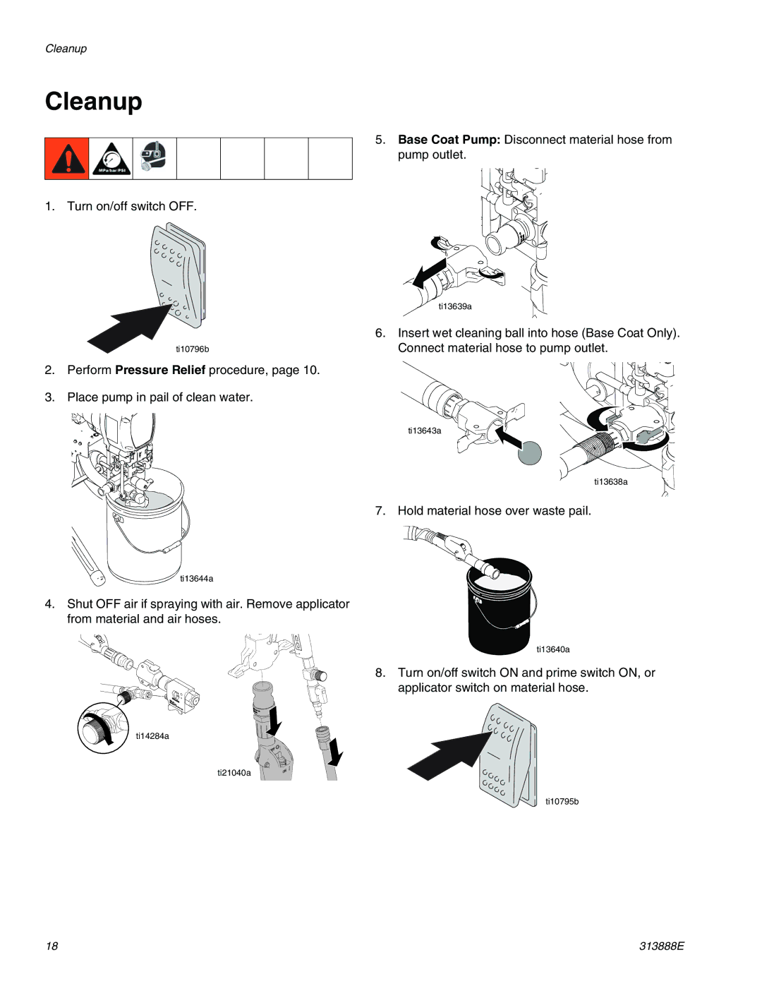 Graco 313888E important safety instructions Cleanup 