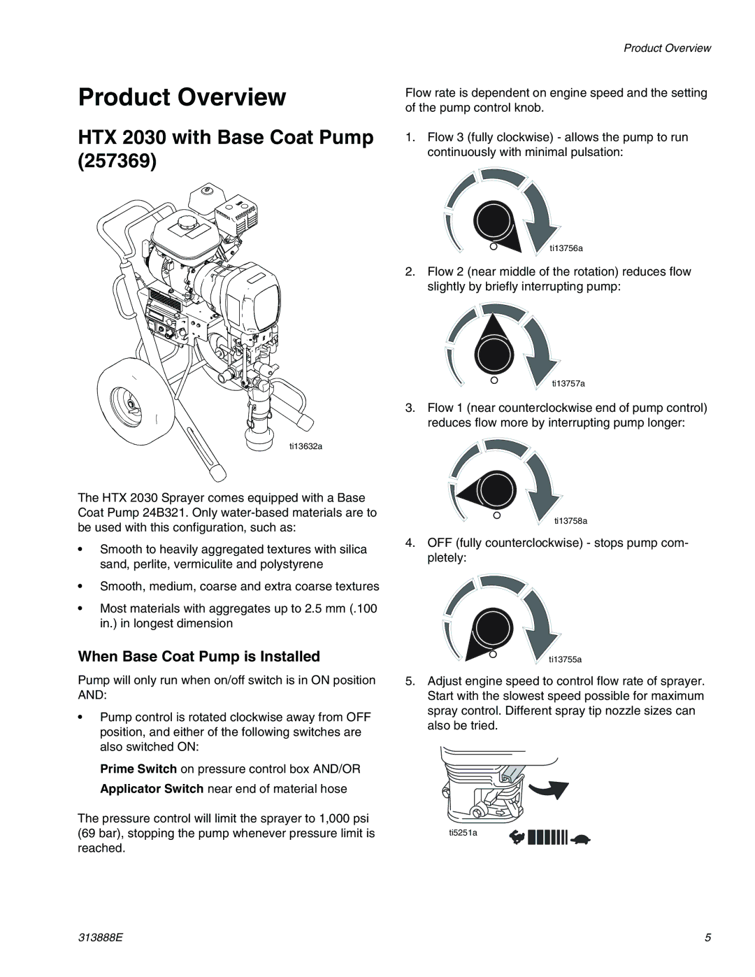 Graco 313888E important safety instructions Product Overview, HTX 2030 with Base Coat Pump 