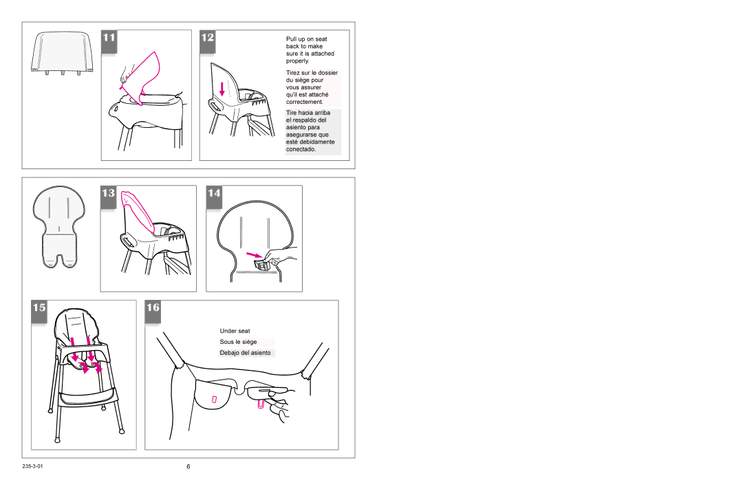 Graco 3180 owner manual Pull up on seat 