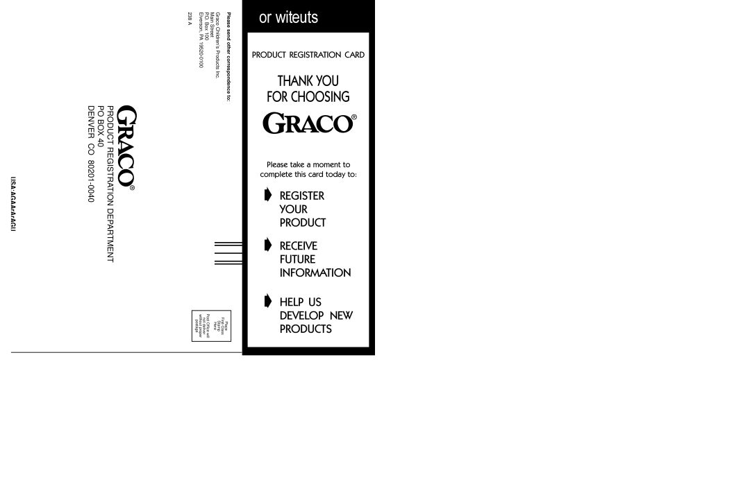 Graco 3180 owner manual Thank YOU 