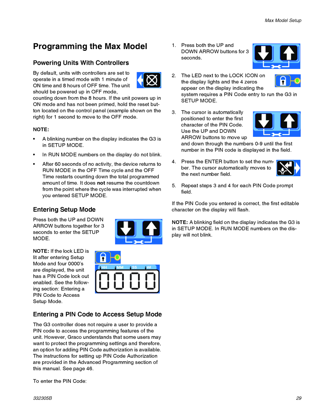 Graco 332305B important safety instructions Programming the Max Model, Powering Units With Controllers, Entering Setup Mode 