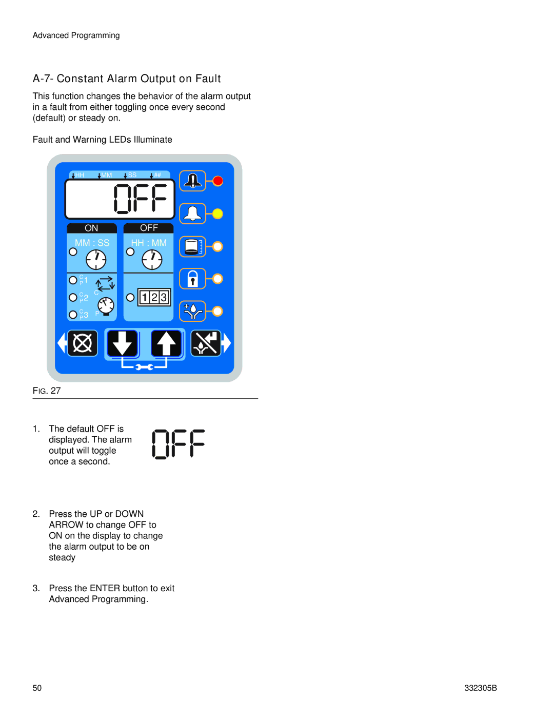 Graco 332305B important safety instructions Constant Alarm Output on Fault, On OFF MM SS HH MM 