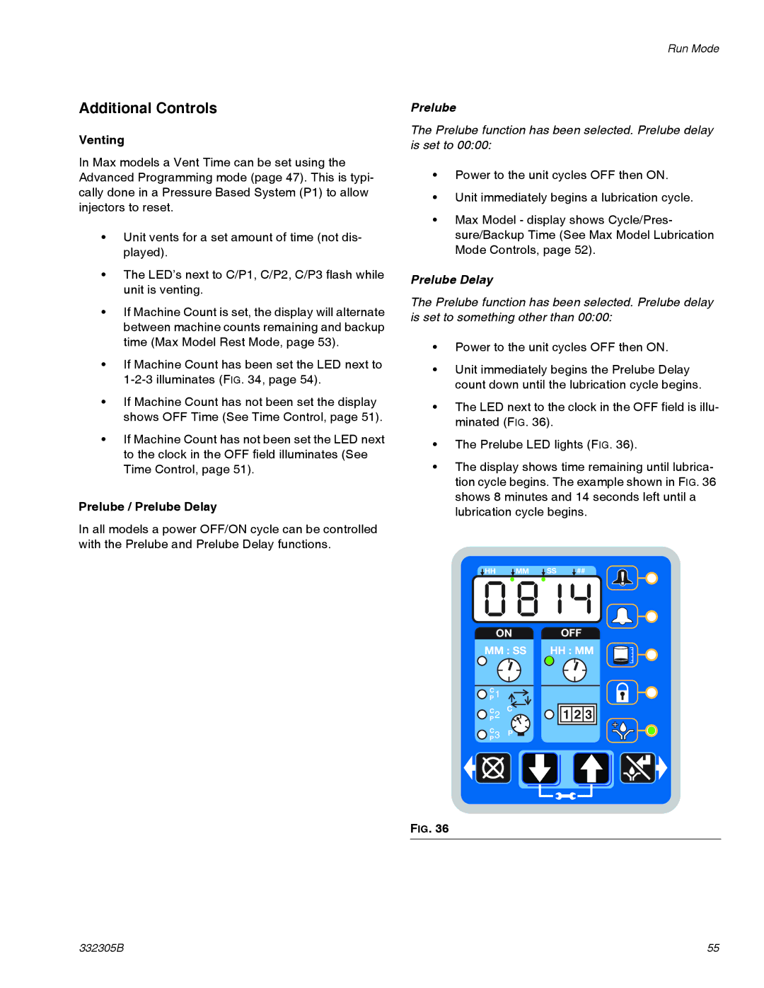 Graco 332305B important safety instructions Additional Controls, Venting, Prelube / Prelube Delay 