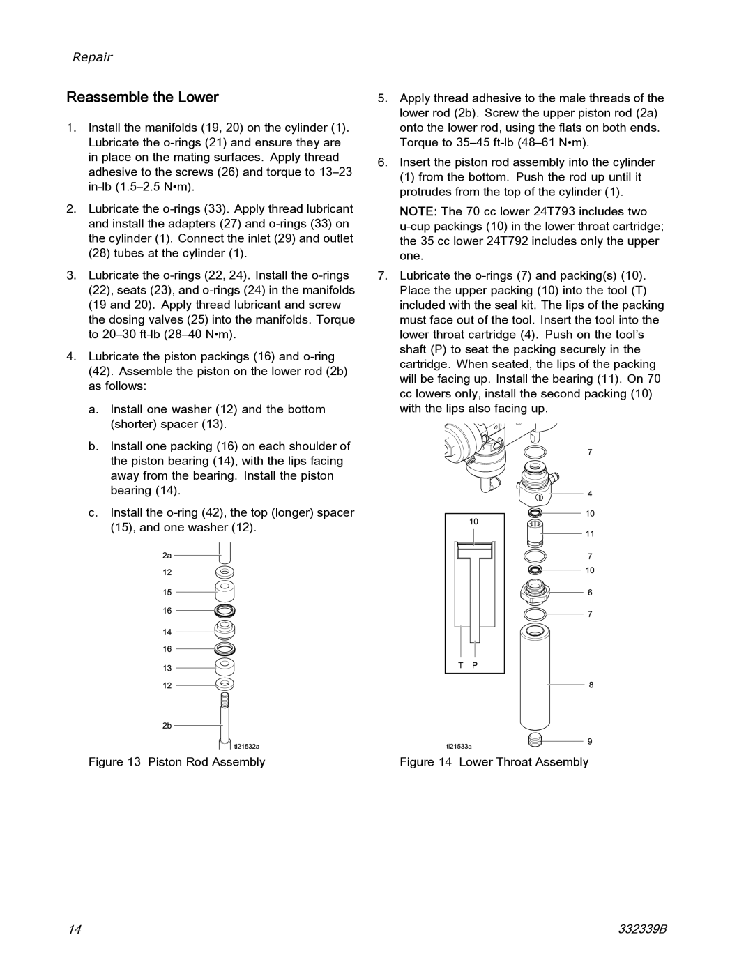 Graco 332339B important safety instructions Reassemble the Lower 