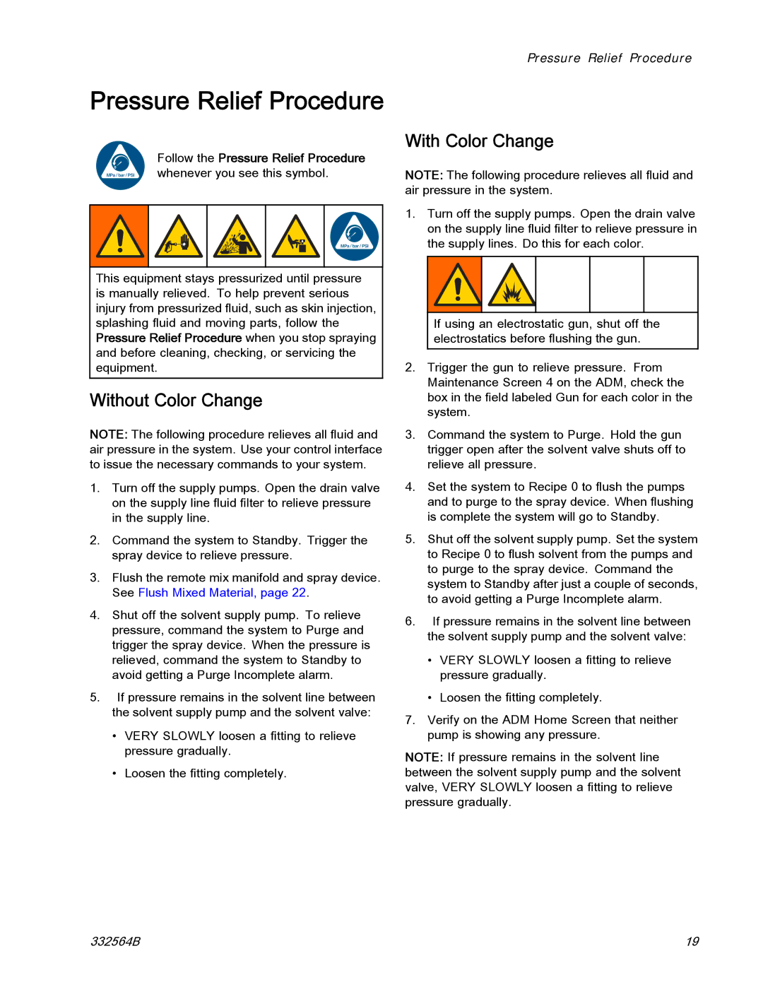 Graco 332564B important safety instructions Without Color Change, With Color Change 