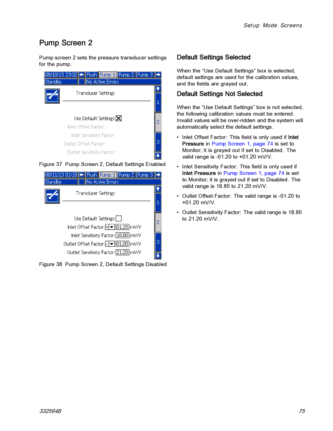 Graco 332564B important safety instructions Default Settings Selected, Default Settings Not Selected 