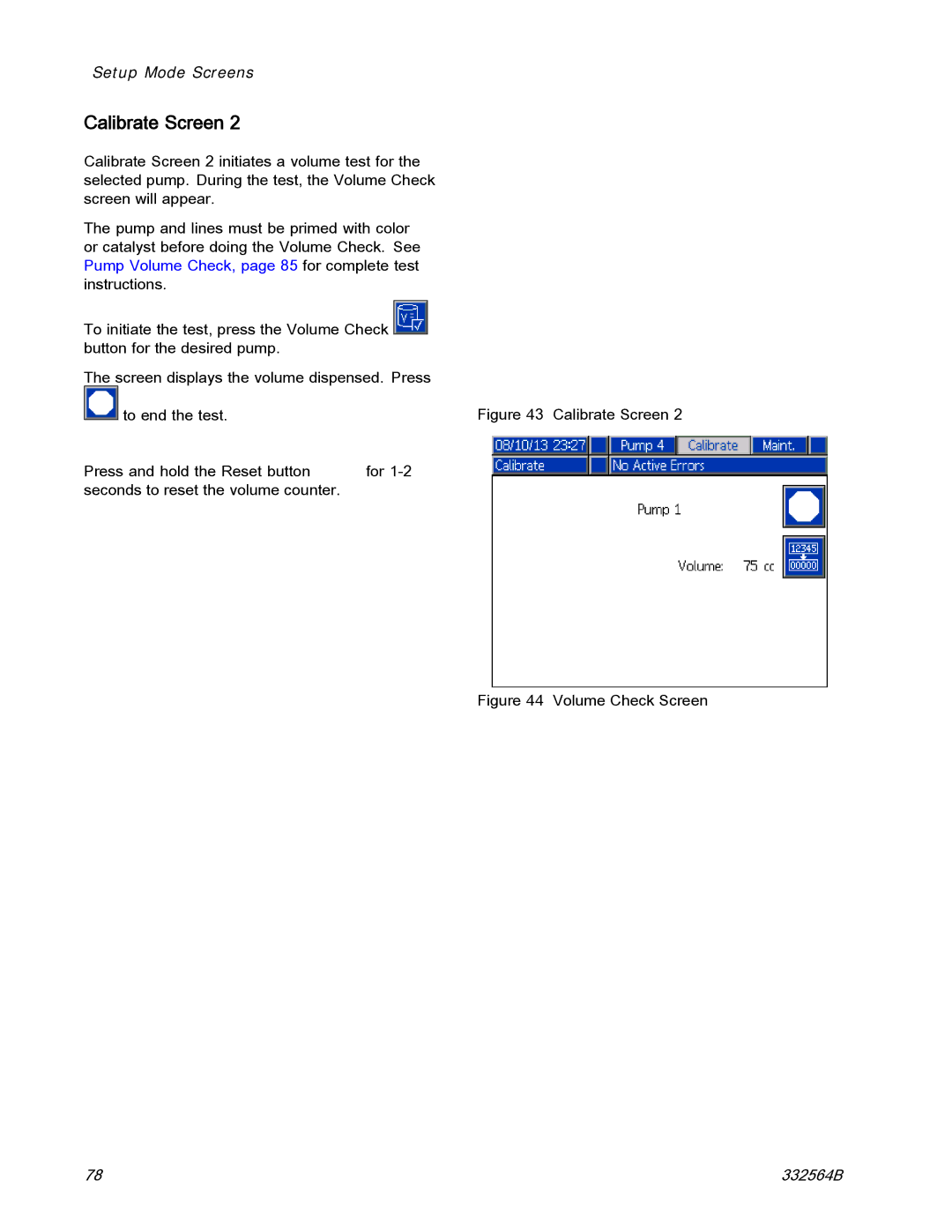 Graco 332564B important safety instructions Volume Check Screen 