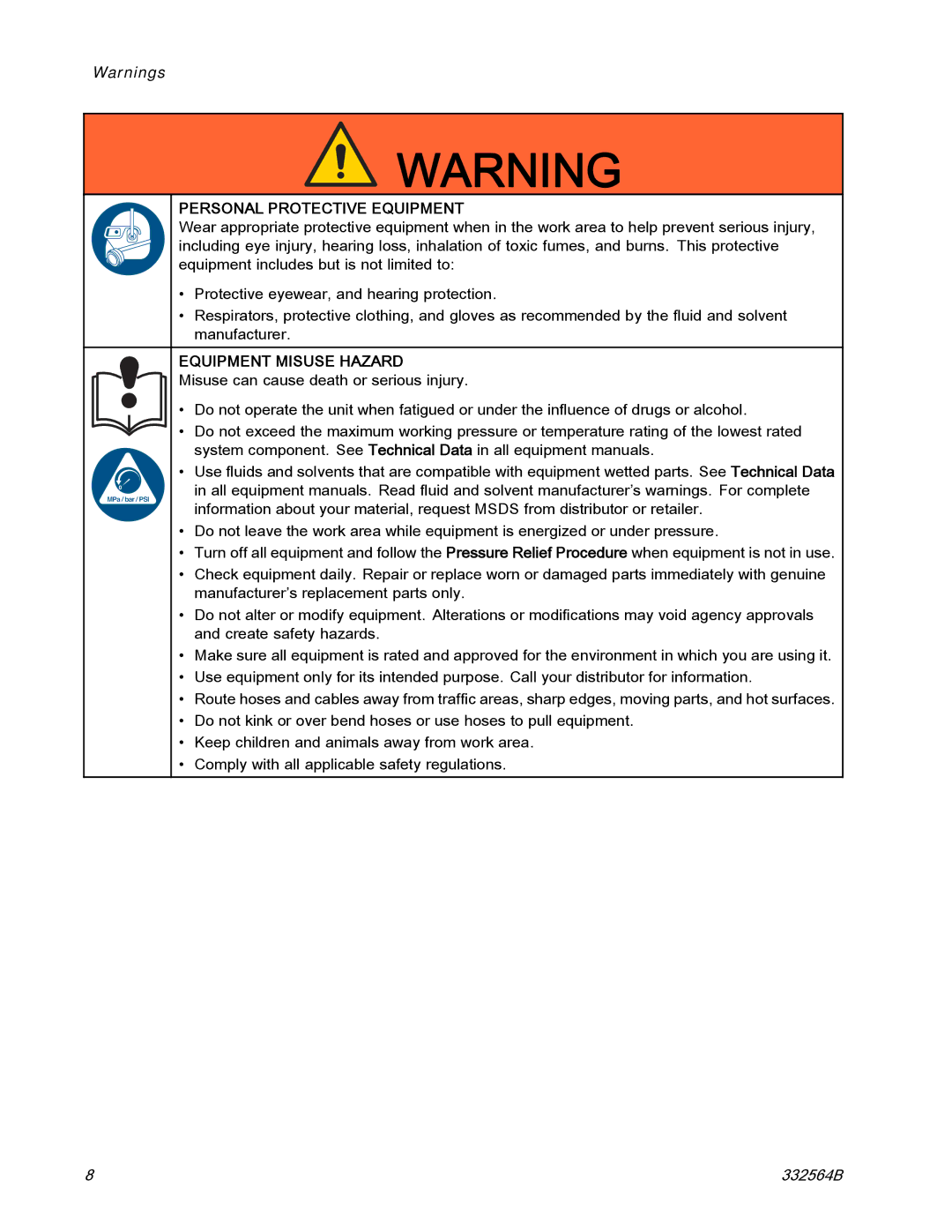 Graco 332564B important safety instructions Personal Protective Equipment 