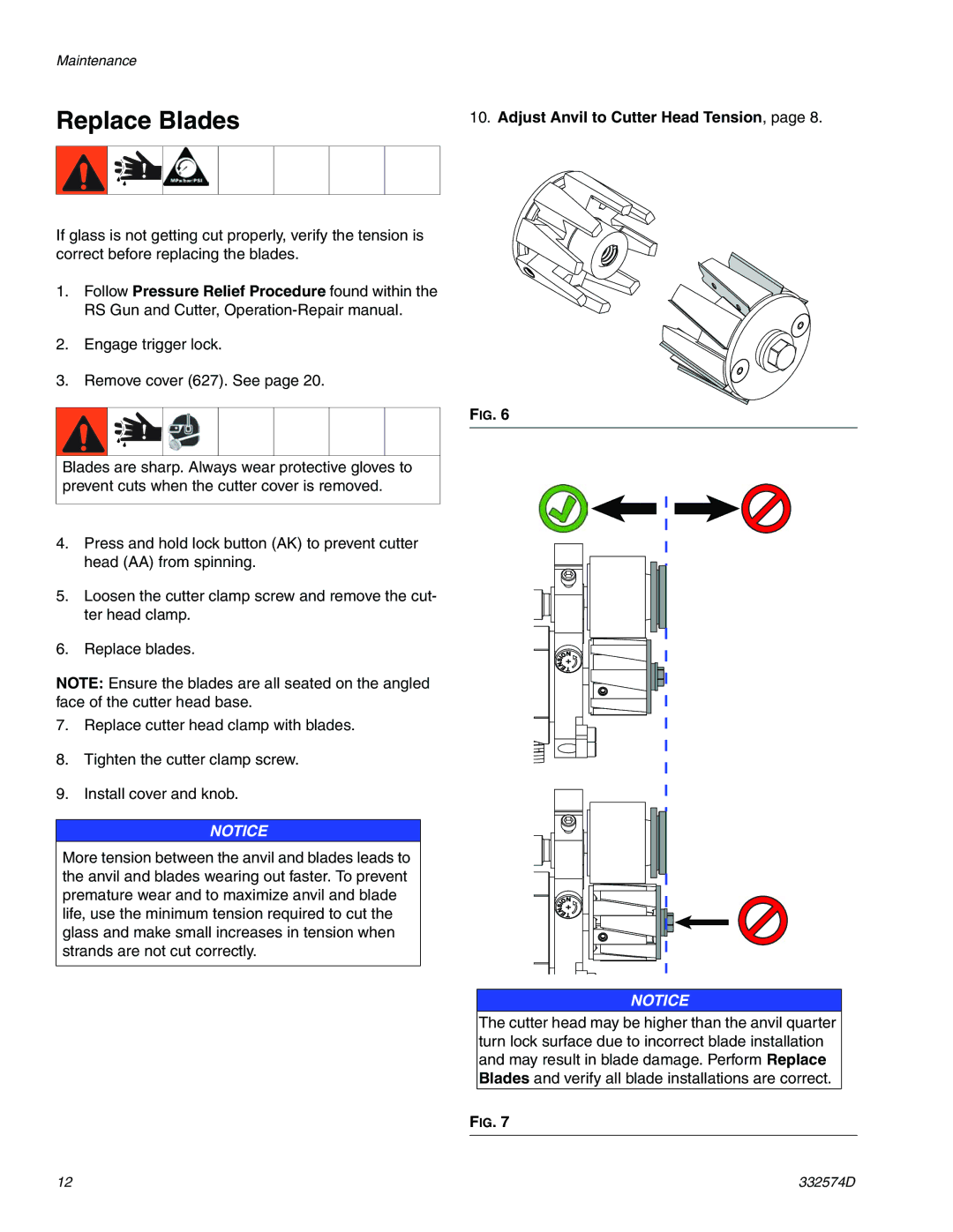 Graco 332574D important safety instructions Replace Blades 