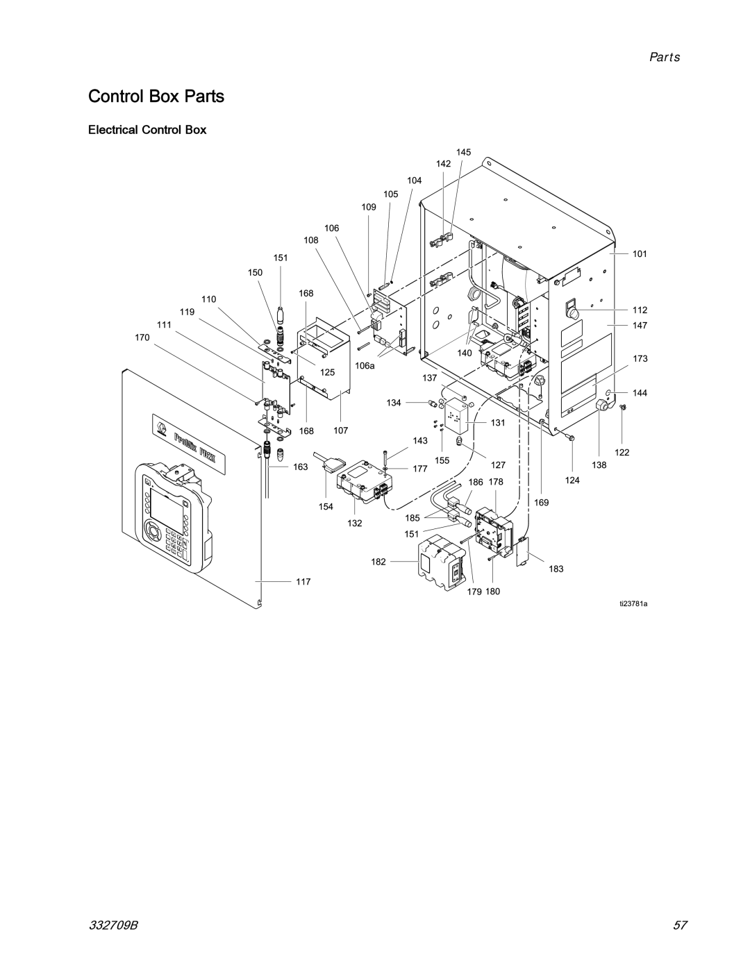 Graco 332709B important safety instructions Control Box Parts, Electrical Control Box 