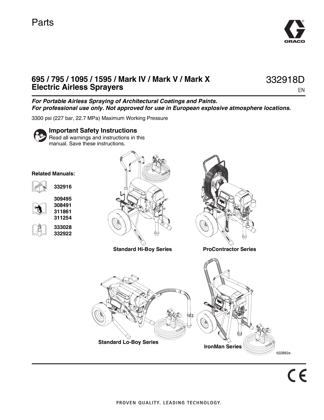 Graco 332918D important safety instructions Electric Airless Sprayers 