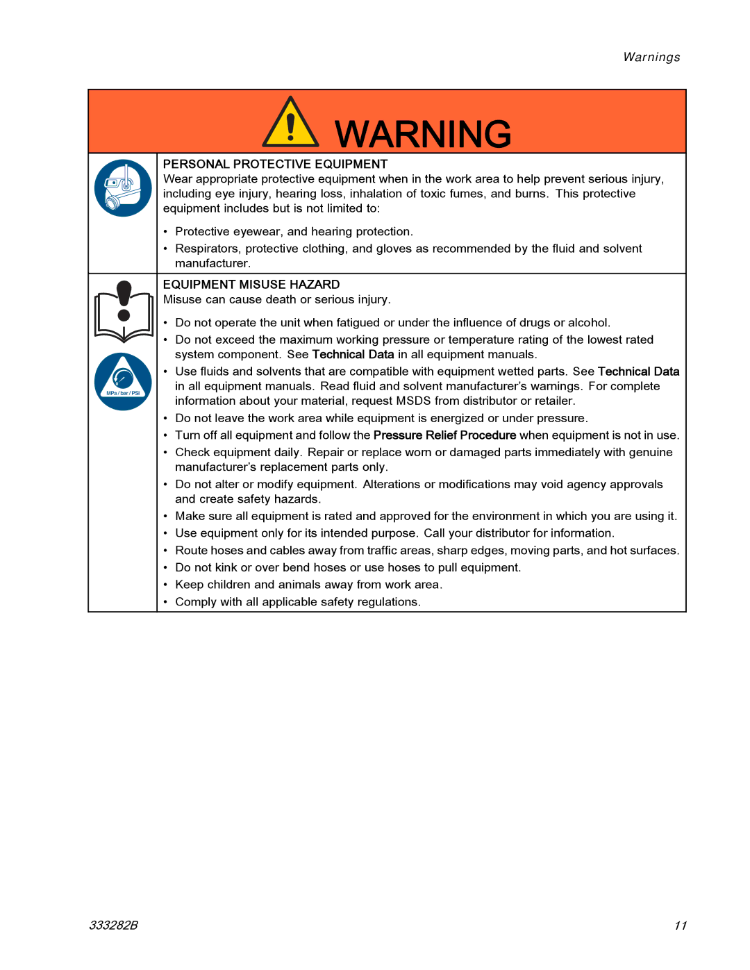 Graco 333282B important safety instructions Personal Protective Equipment 