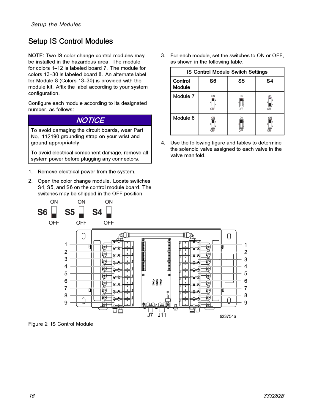 Graco 333282B important safety instructions Setup is Control Modules, Is Control Module Switch Settings 