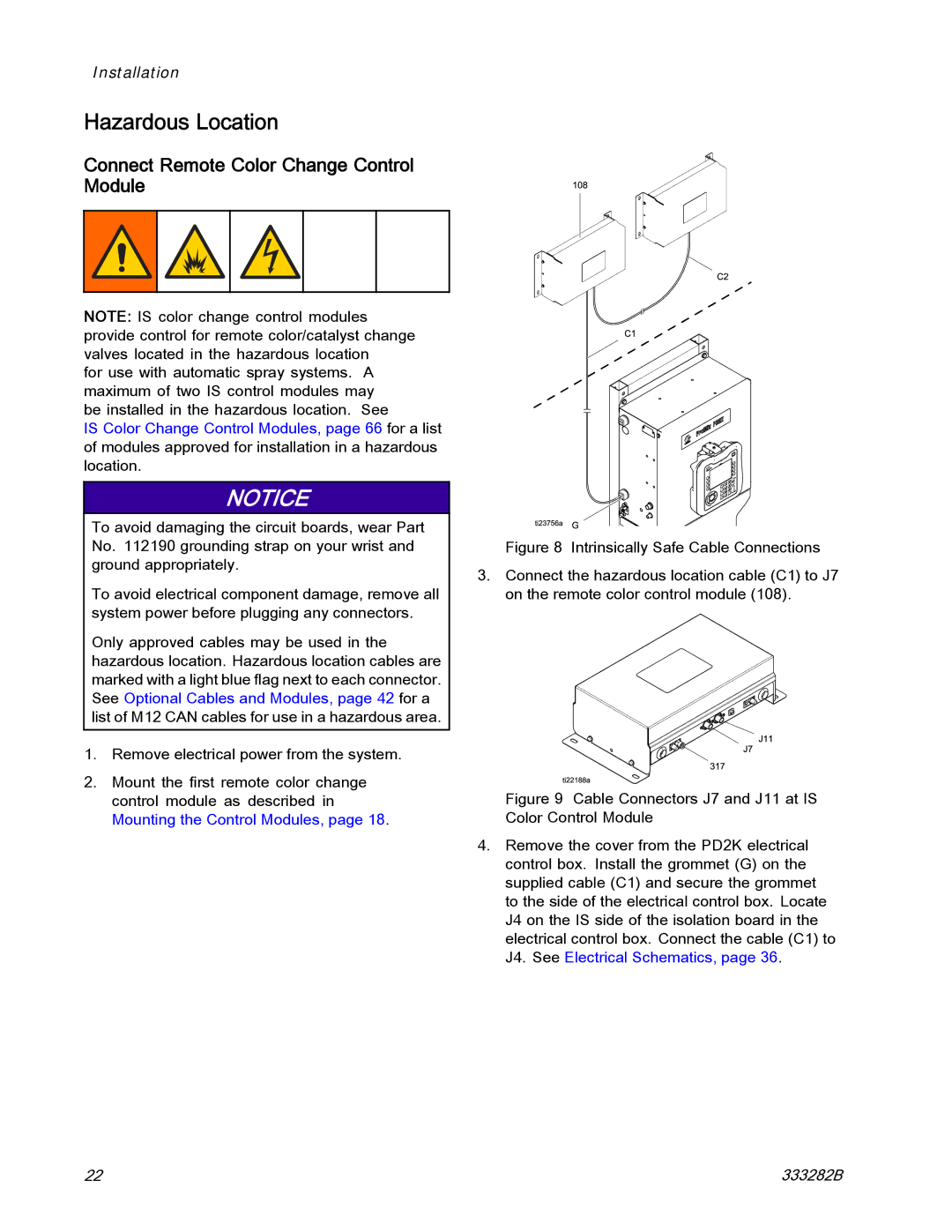 Graco 333282B important safety instructions Hazardous Location, Connect Remote Color Change Control Module 