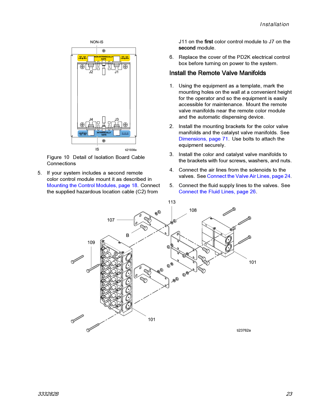 Graco 333282B important safety instructions Install the Remote Valve Manifolds 