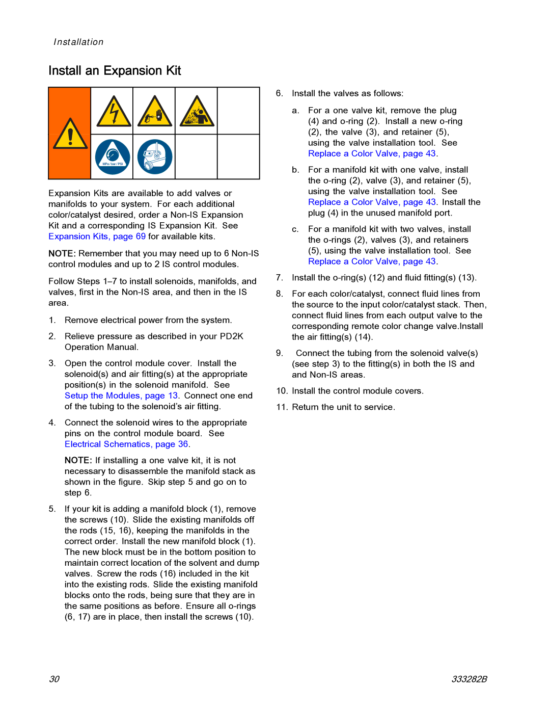 Graco 333282B important safety instructions Install an Expansion Kit 