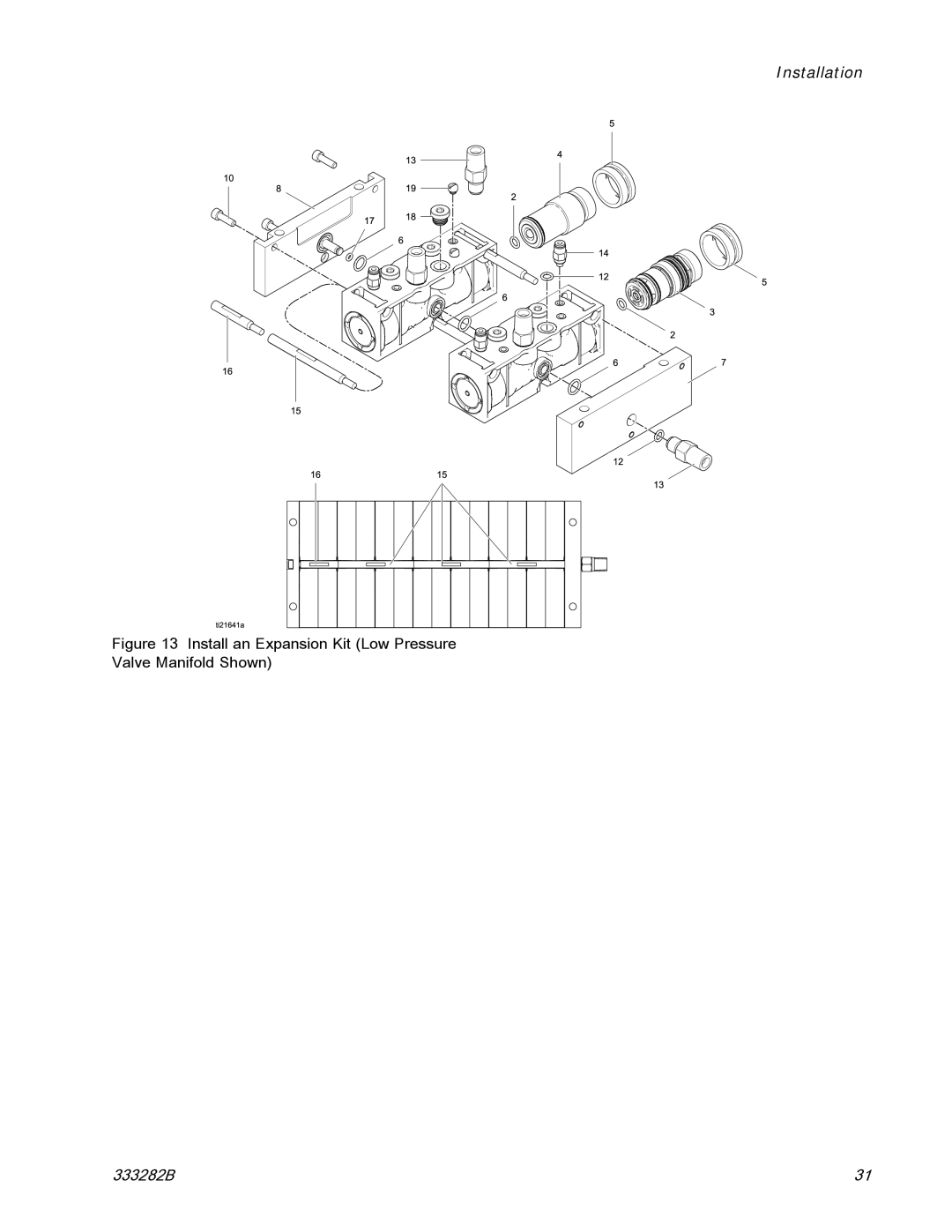 Graco 333282B important safety instructions Install an Expansion Kit Low Pressure Valve Manifold Shown 