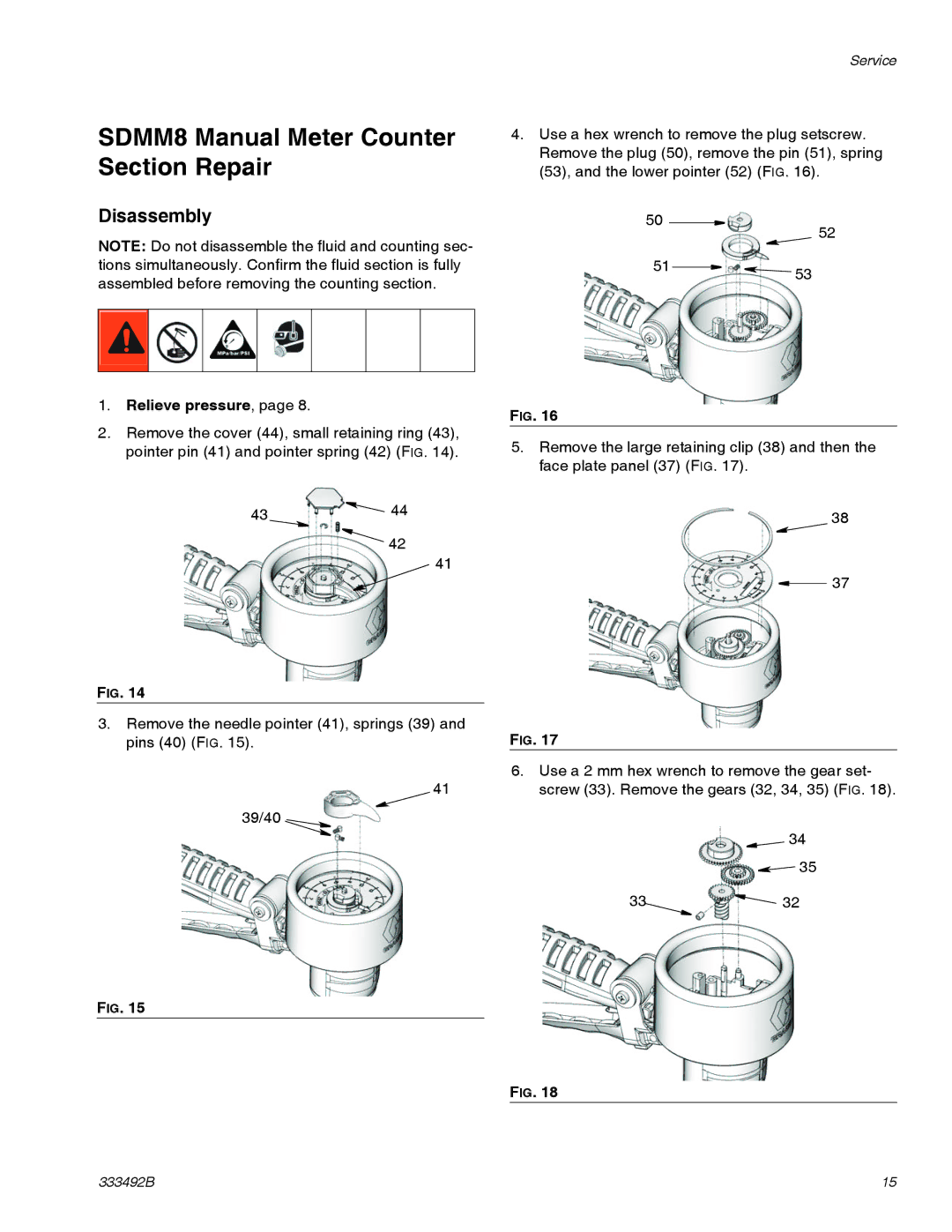 Graco 333492B important safety instructions SDMM8 Manual Meter Counter Section Repair, Disassembly 