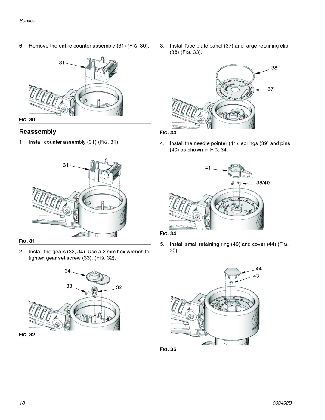 Graco 333492B important safety instructions Remove the entire counter assembly 31 