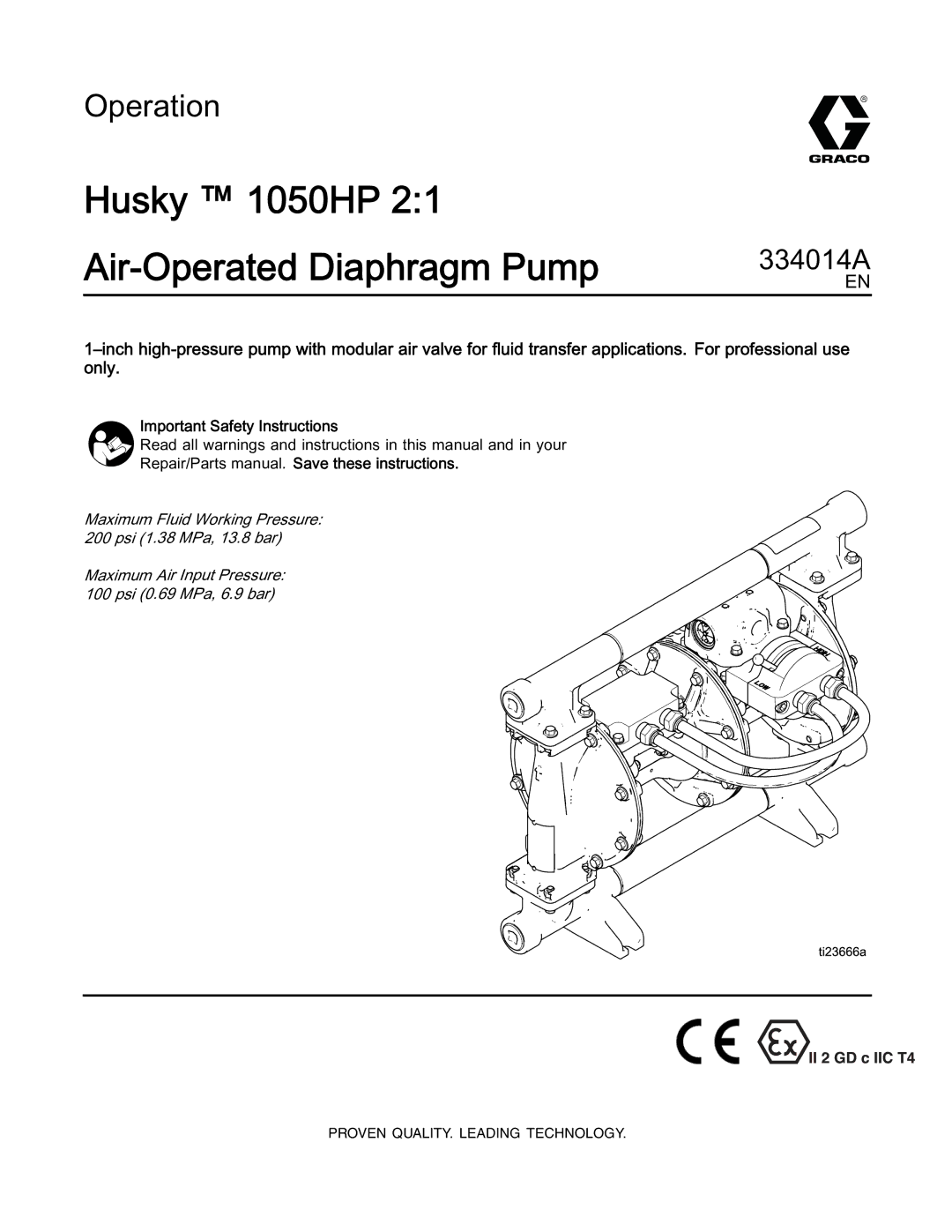 Graco 334014A important safety instructions Important Safety Instructions, Repair/Parts manual. Save these instructions 