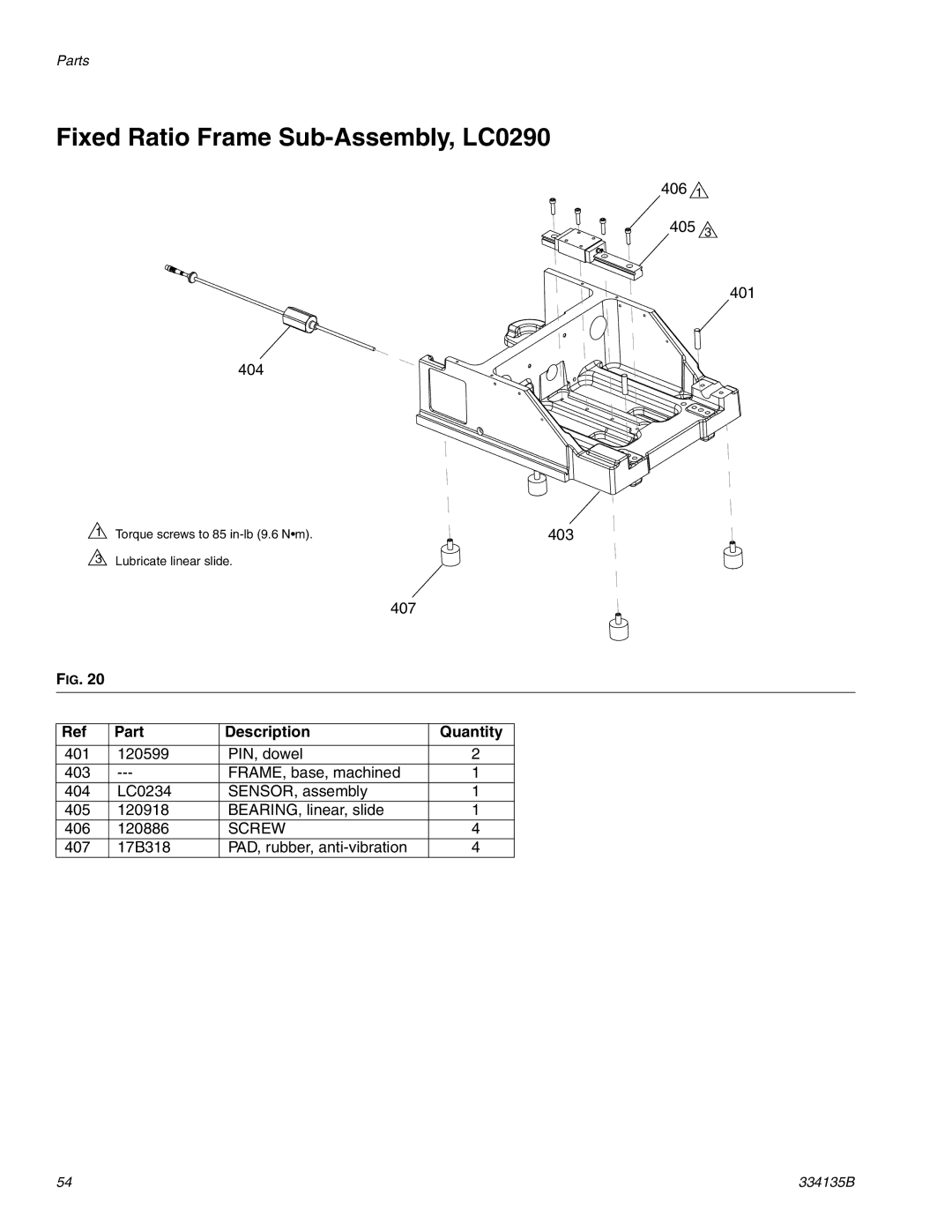 Graco 334135B important safety instructions Fixed Ratio Frame Sub-Assembly, LC0290 