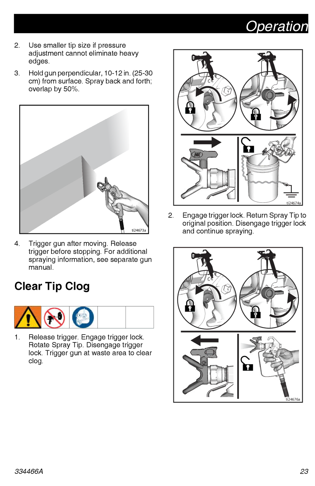 Graco 334466A important safety instructions Clear Tip Clog 