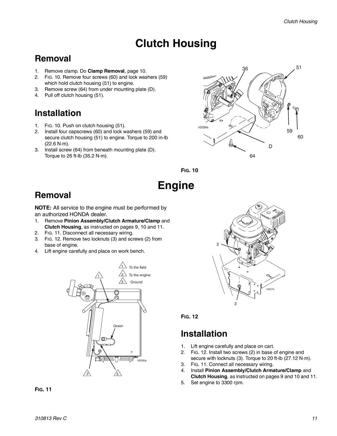 Graco 3400 manual Clutch Housing, Engine 