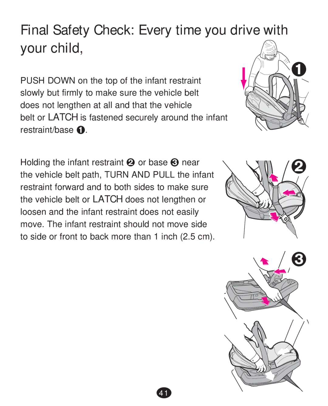 Graco 35 LX manual Final Safety Check Every time you drive with your child 