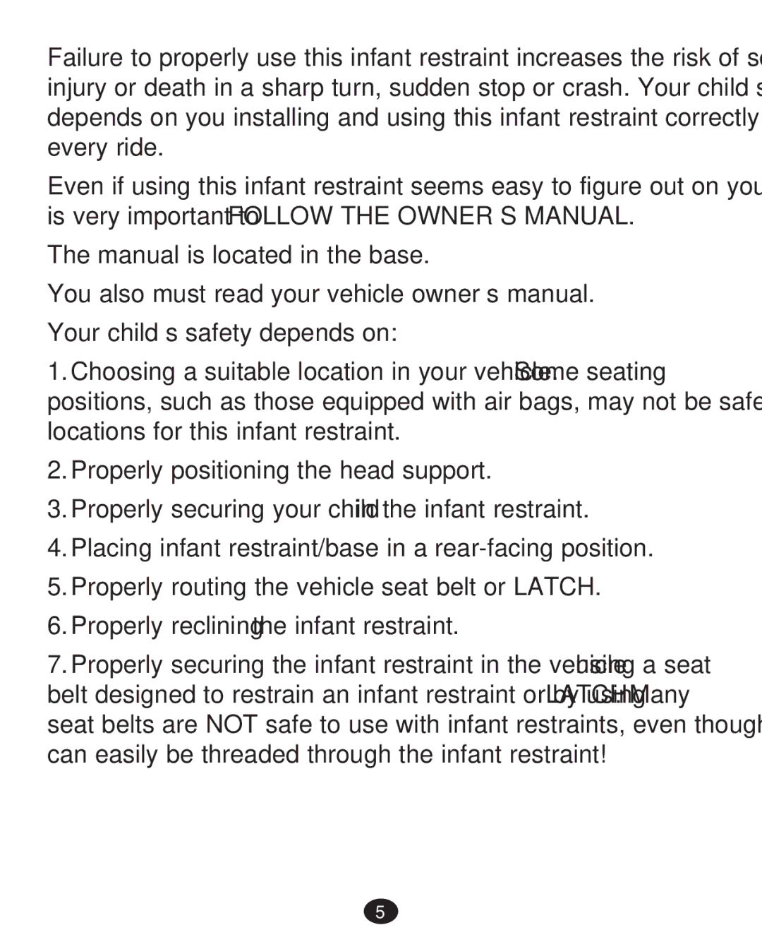 Graco 35 LX manual Properly reclining the infant restraint 