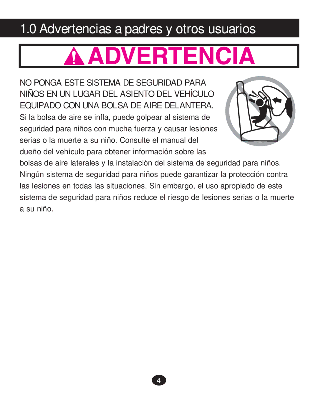 Graco 35 LX manual Advertencias a padres y otros usuarios 