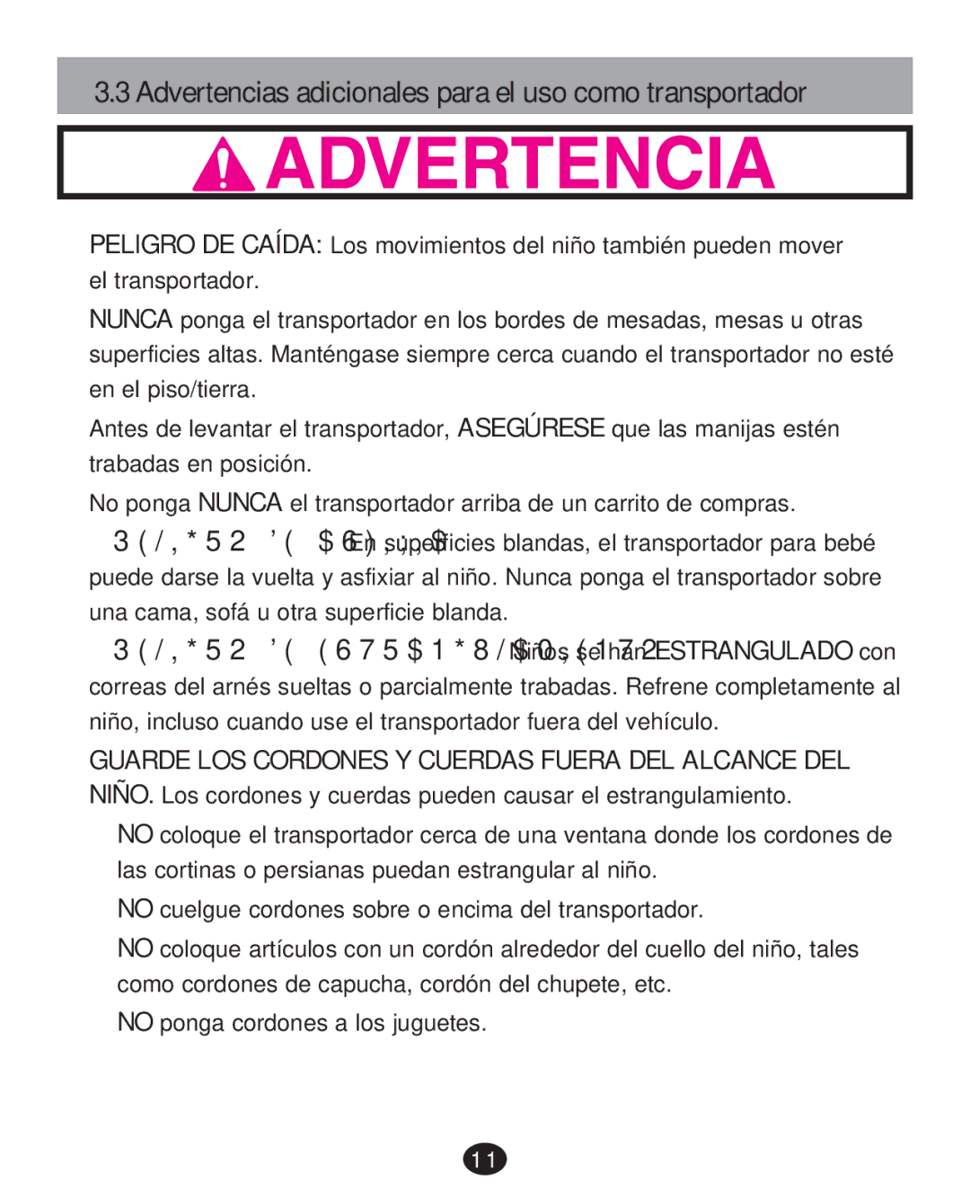 Graco 35 LX manual Advertencias adicionales para el uso como transportador 