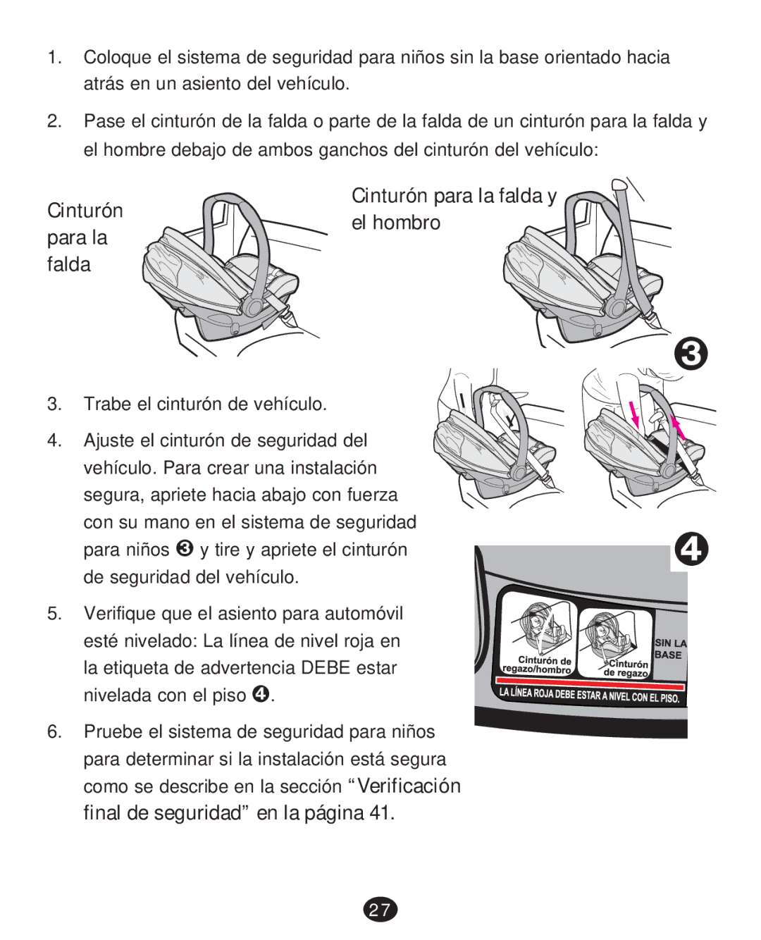 Graco 35 LX manual Cinturón Cinturón para la falda y El hombro Para la Falda 