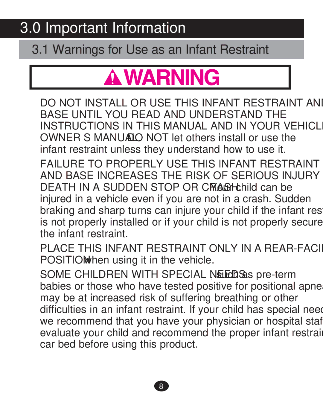 Graco 35 LX manual Important Information 