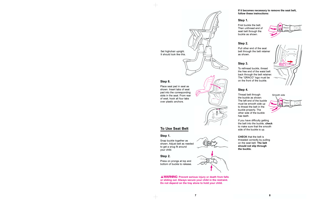 Graco 3625 manual To Use Seat Belt 