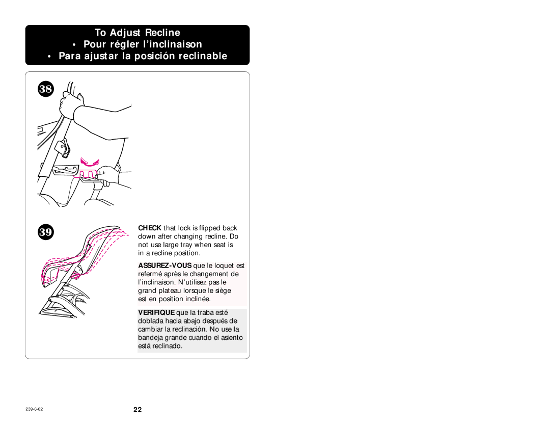 Graco 3868 manual Check that lock is flipped back 