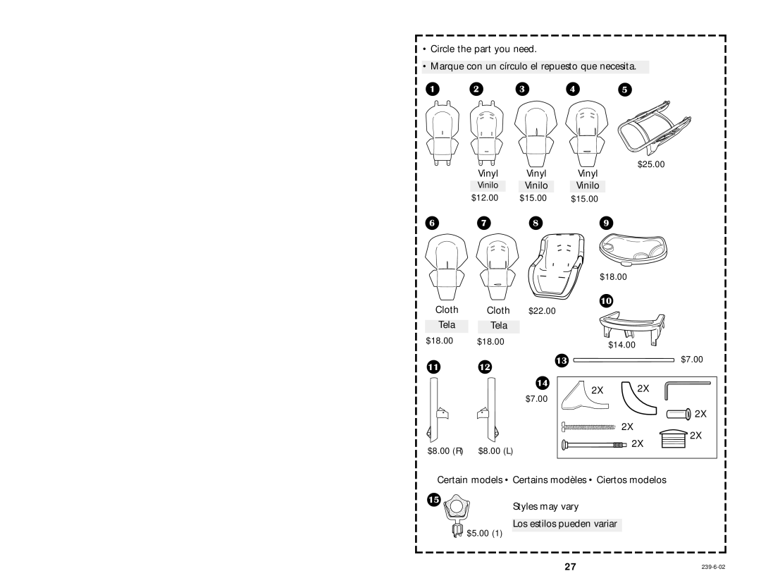 Graco 3868 manual Vinyl 