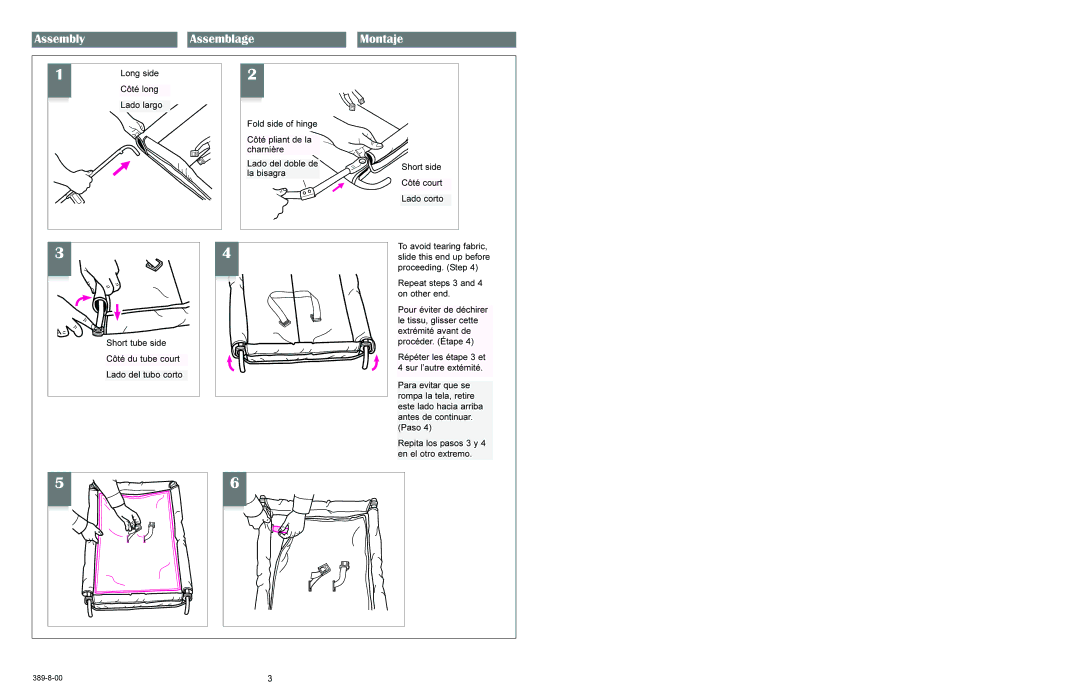 Graco 389-8-00 manual Assemblage Montaje, Assembly 