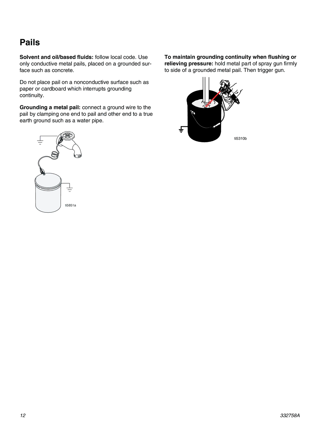 Graco 390 Classic Model 24U105, 290/390, 190 important safety instructions Pails 