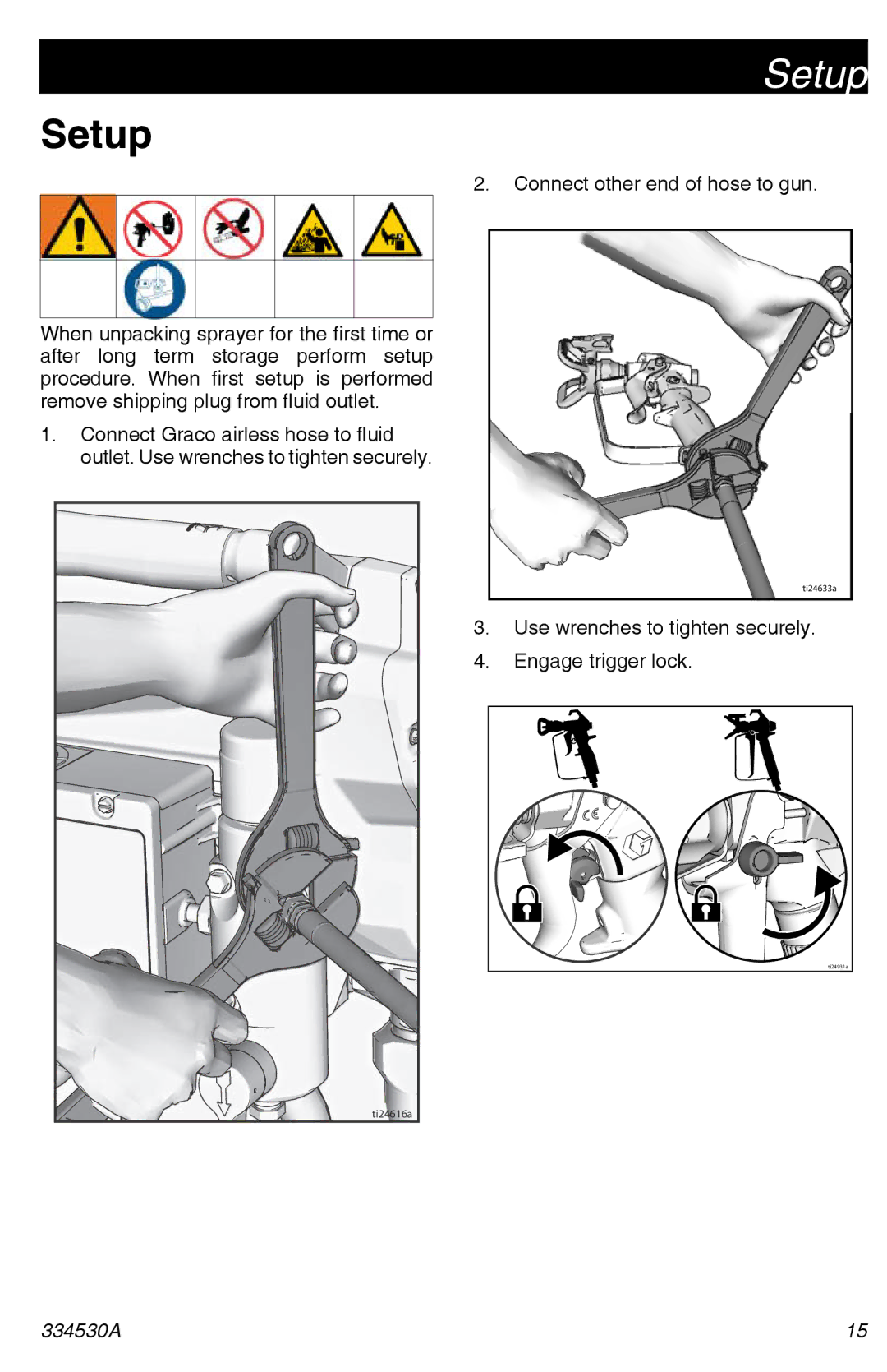 Graco 395/490/495/595 important safety instructions Setup, 334530A 