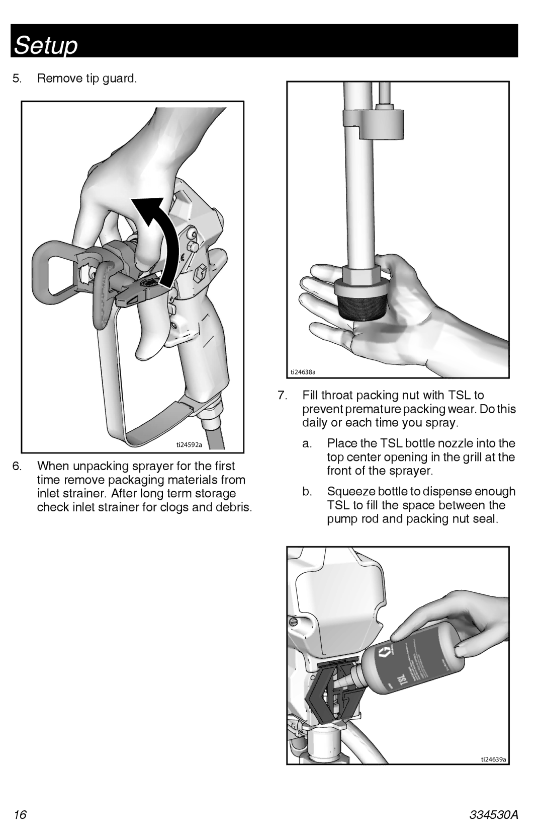 Graco 395/490/495/595 important safety instructions Ti24638a 