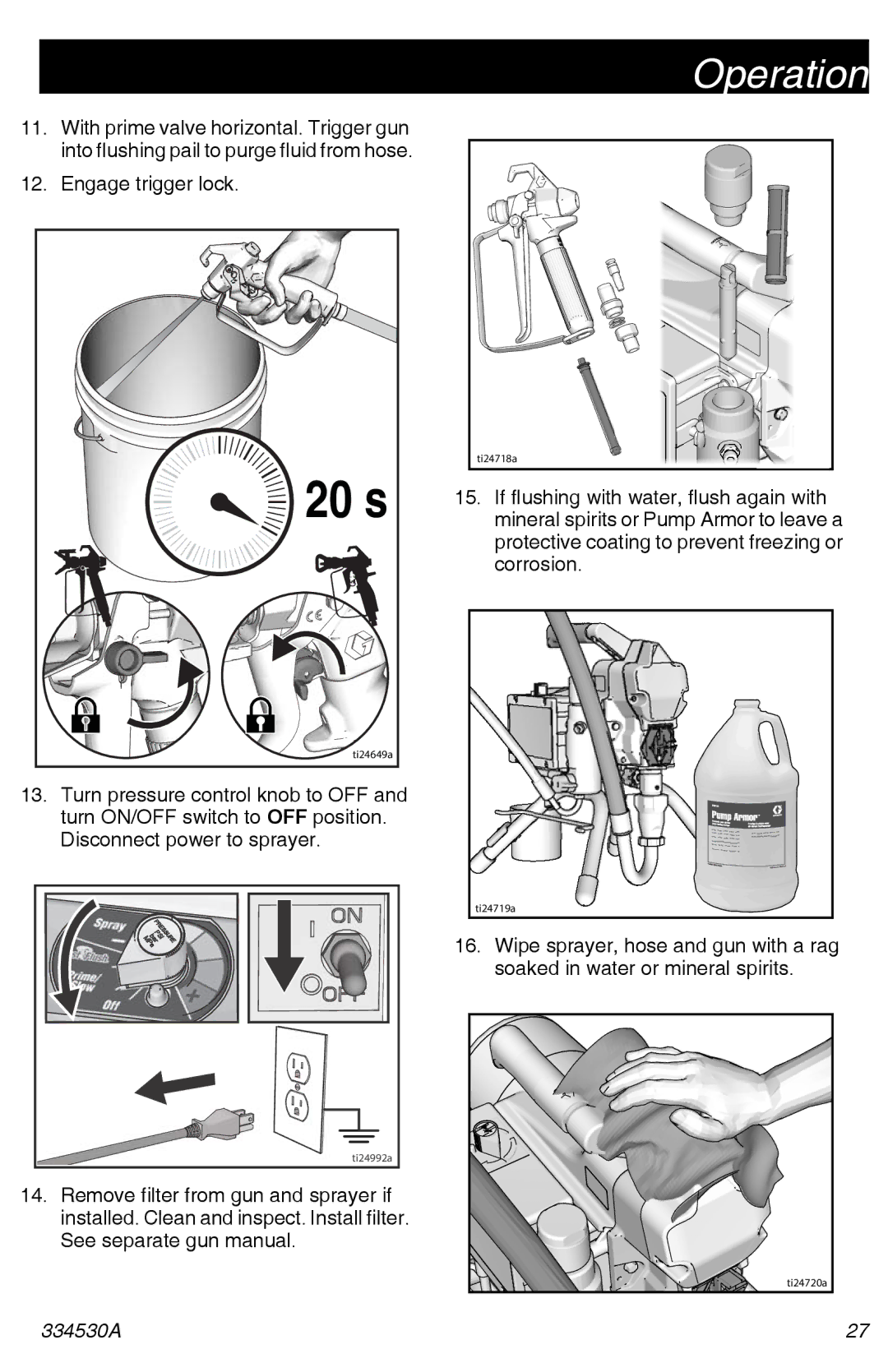 Graco 395/490/495/595 important safety instructions If flushing with water, flush again with 